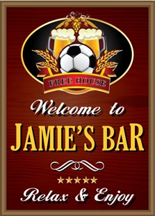 Picture of Personalised Pub Sign with Beer and Football Logo