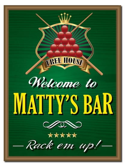 Picture of Personalised Pub Sign with Snooker Billiards Design