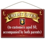Picture of Pub Credit Given Sign