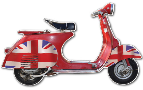 Jaf Graphics Union Jack Vespa Scooter Shaped Sign