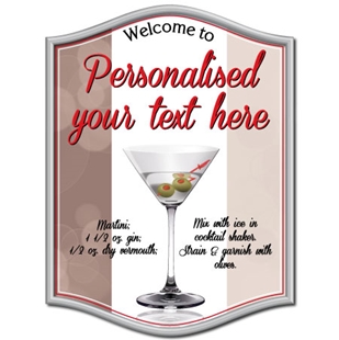 Picture of Personalised Martini Home Bar Sign, Custom Cocktail Sign, Original Gift