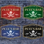 Picture of Traditional Barrel Shaped Pub Home Bar Sign with Jolly Roger Pirate Skull and Swords   