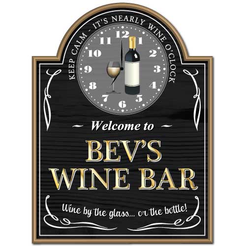 JAF Graphics. Wine o'clock Home Bar Sign