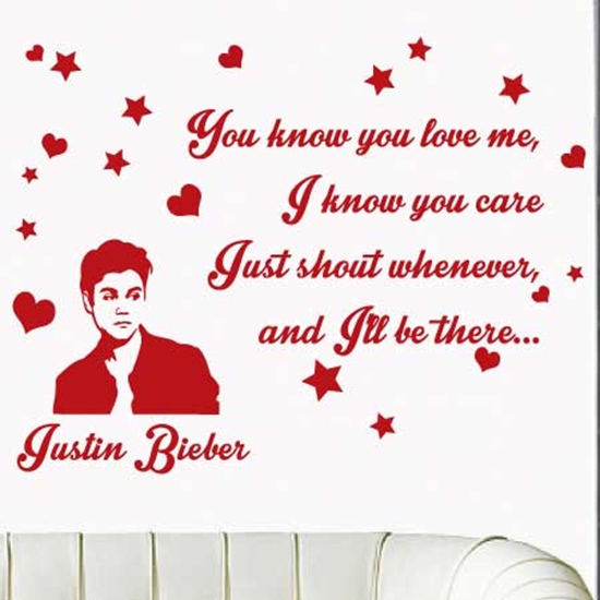 JAF Graphics LARGE JUSTIN BIEBER Wall Song Lyrics Sticker I Know You 