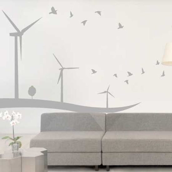 Picture of Wind Turbine Wall Sticker, Windmill Wall Sticker, Large Modern Wall Mural 