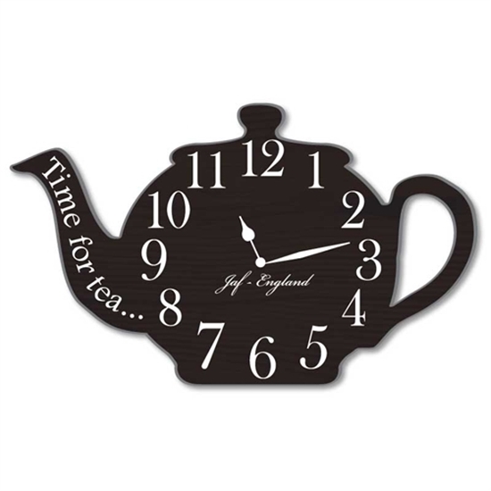 JAF Graphics. Vintage Teapot Clock, Teapot Shaped Wall Clock, Wooden