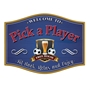 Picture of Traditional Barrel Shaped Pub Home Bar Sign with beer glass and footballs