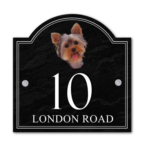 JAF Graphics. Personalised Yorkshire Terrier Dog House Number sign