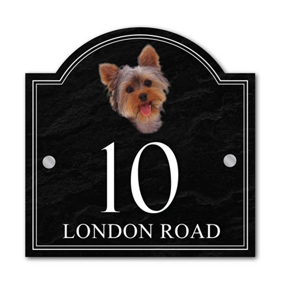 JAF Graphics. Personalised Yorkshire Terrier Dog House Number sign