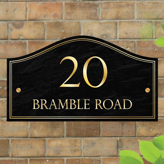 Personalised Classic Shaped House Number Sign Choice of Stone effects-Any Text 