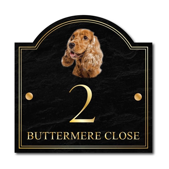 Picture of English Cocker Spaniel Dog House Number Sign