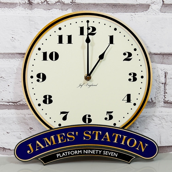 Railway Totem Station Clock Sign Personalised Metal Sign Train Station Clock 