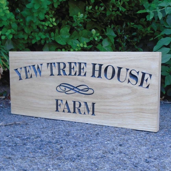 Picture of Carved Solid Oak Wooden House Plaque