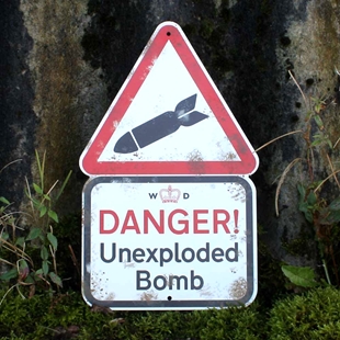 Picture of Danger Unexploded Bomb! Sign