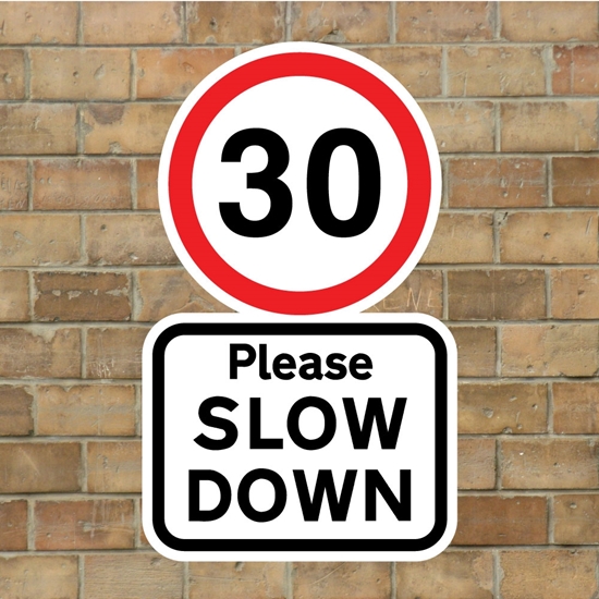 Picture of 30 Please SLOW DOWN sign