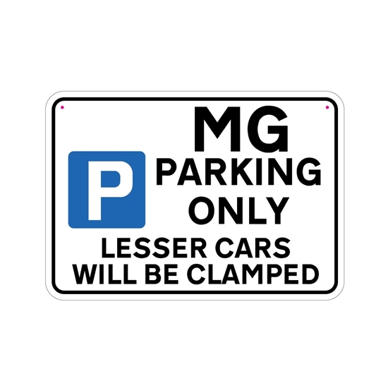 Picture of MG Joke Parking sign