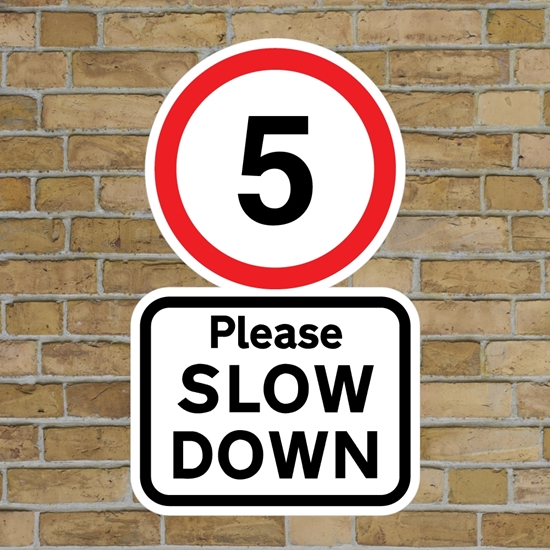 Picture of 5mph Please SLOW DOWN sign