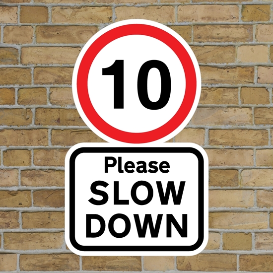 Picture of 10 Please SLOW DOWN sign