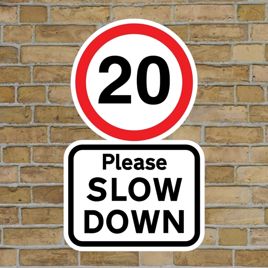 Picture of 20 Please SLOW DOWN sign