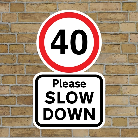 Picture of 40 Please SLOW DOWN sign