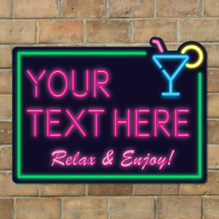 Picture of Personalised Neon Effect Sign with Cocktail Glass 