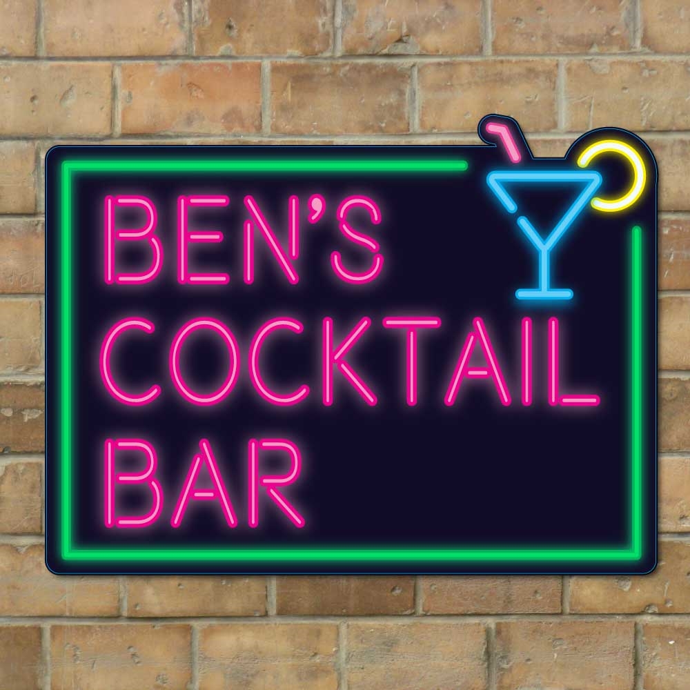 Jaf Graphics Personalised Neon Effect Sign With Cocktail Glass 4536