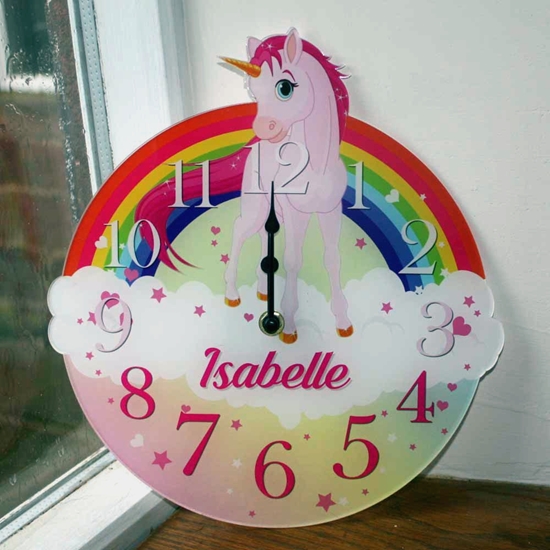 Picture of Cute Unicorn Personalised Girls Bedroom Clock