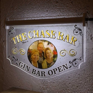 Picture of Illuminated Home Bar Sign with Photo