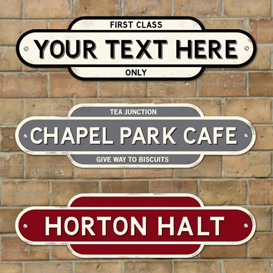Vintage style railway sign Railway Totem Station Sign Personalised Metal Sign 