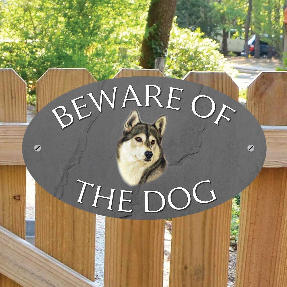 JAF Graphics. Husky Beware of The Dog Gate Sign