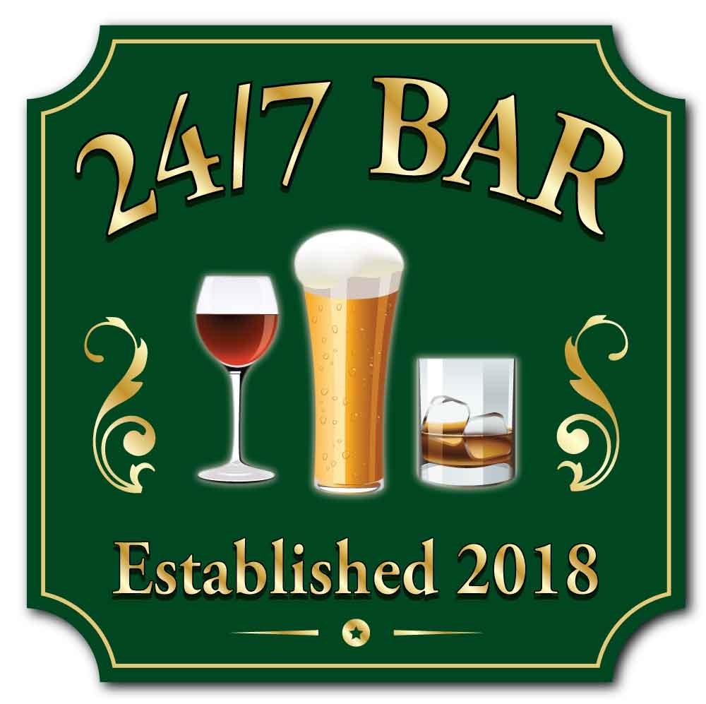 JAF Graphics. Personalised Home Bar Hanging Sign
