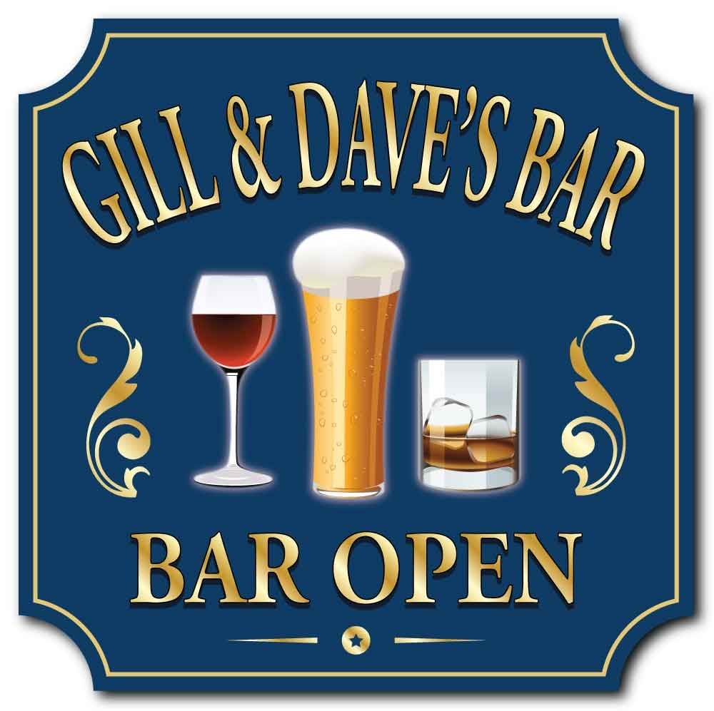 JAF Graphics. Personalised Home Bar Hanging Sign