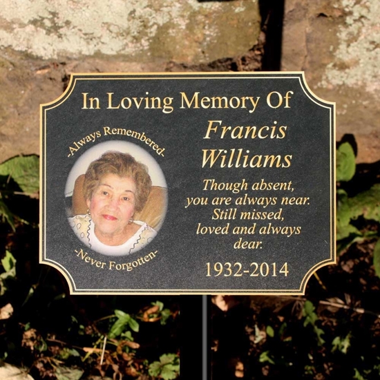 Picture of Scalloped Corner Stone Effect Photo Memorial Sign