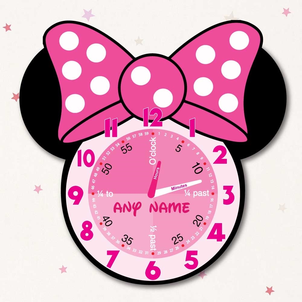 JAF Graphics. Personalised Minnie Mouse Clock, Learn to tell the time clock