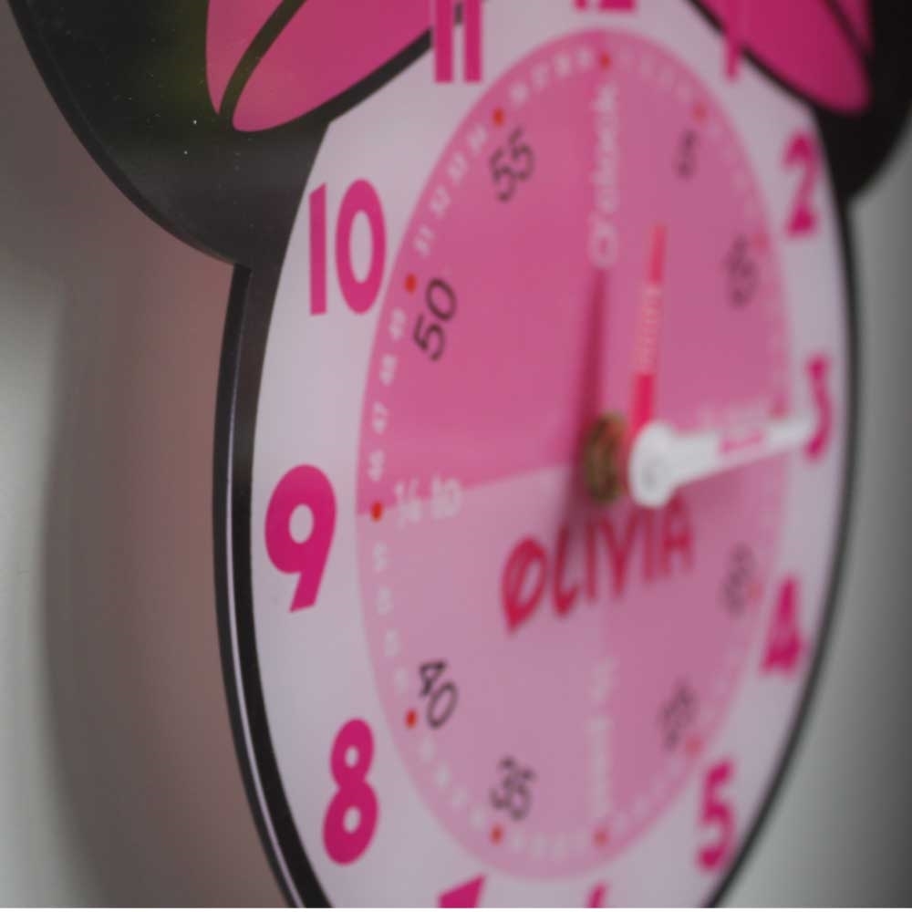 JAF Graphics. Personalised Minnie Mouse Clock, Learn to tell the time clock