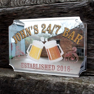 Picture of Personalised Vintage Style Pub Mirror with pint logo