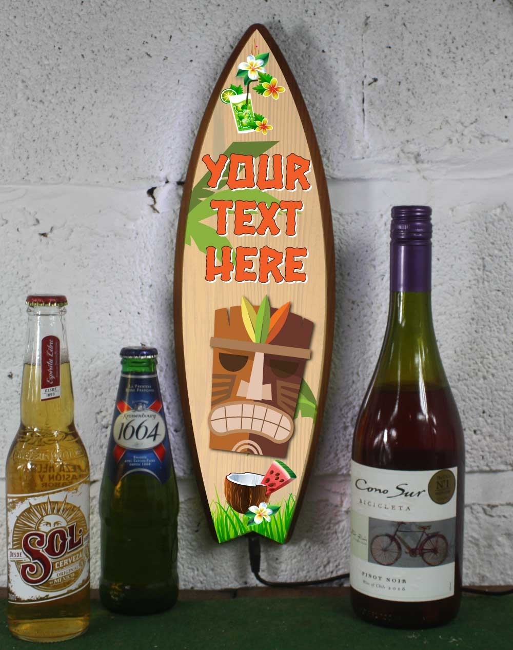 JAF Graphics. Tiki Bar Light Up Surfboard Sign