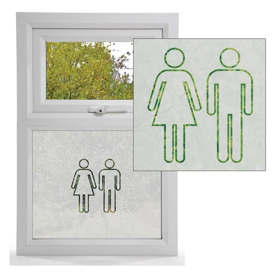 Picture of Man & Woman Symbol Etched Glass Panel
