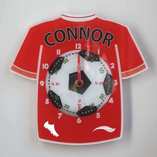 Picture of Personalised Football Shirt Clock, Learn to tell the time clock