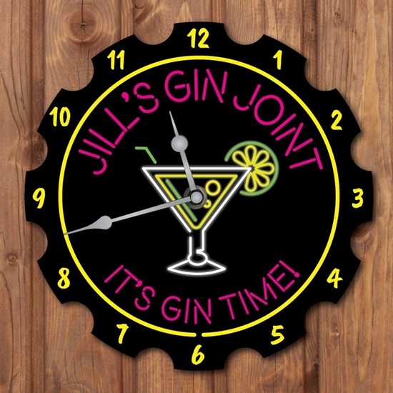 Picture of Personalised Gin Bar Neon Style Clock