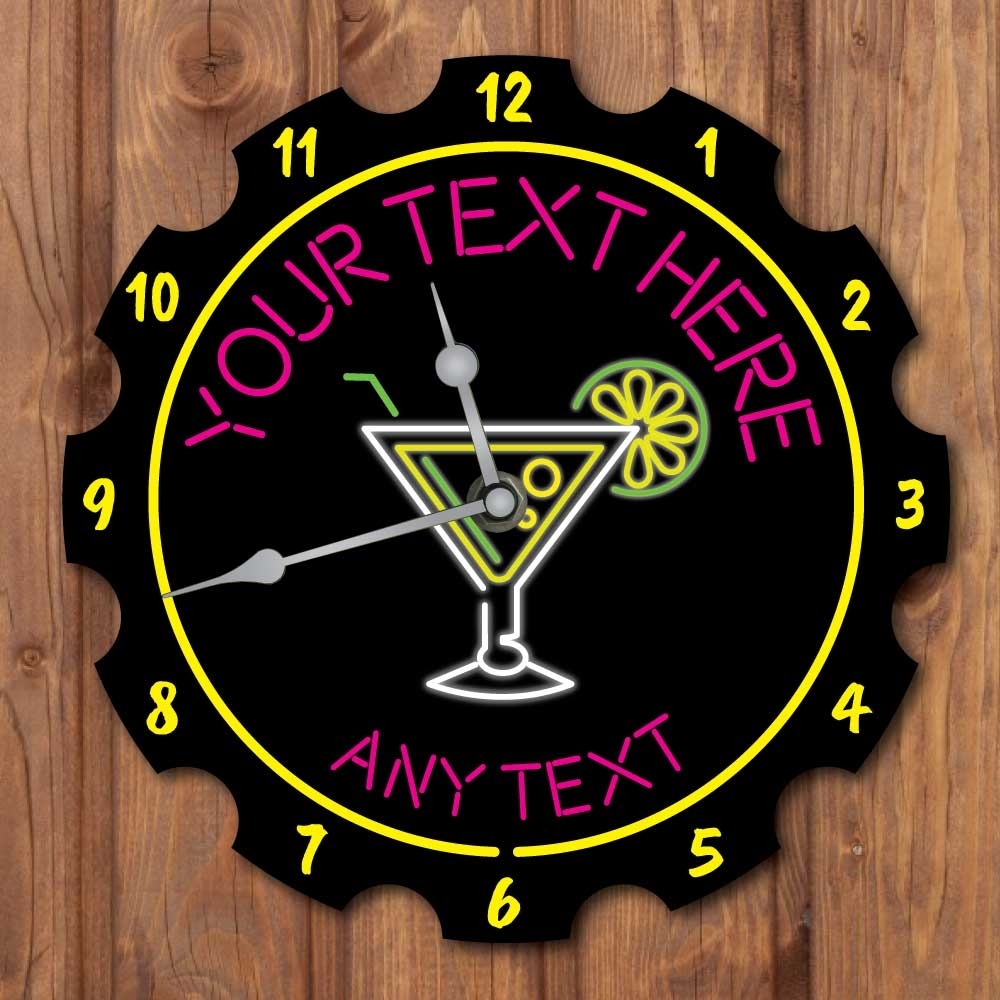JAF Graphics. Personalised Gin Bar Neon Style Clock