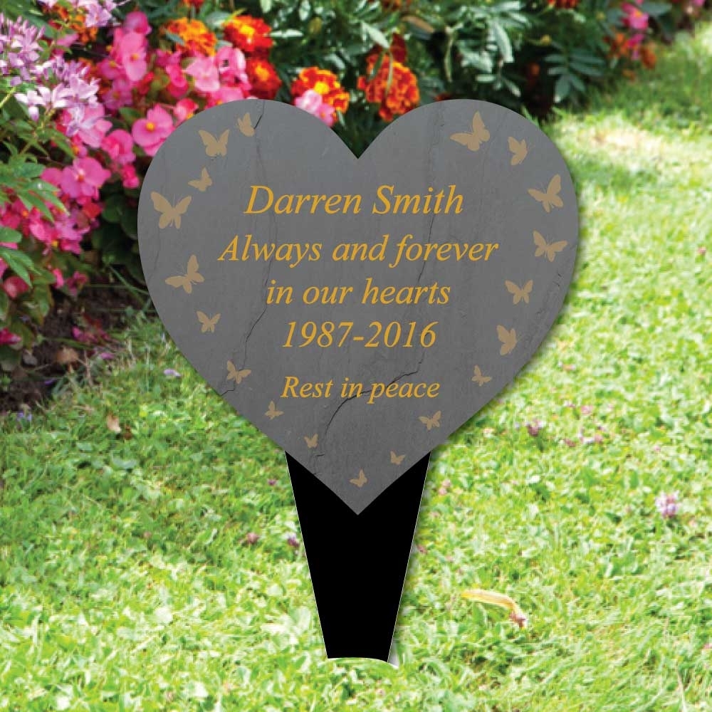 JAF Graphics. Personalised Heart Memorial Plaque Grave Sign, Grave ...