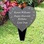 Picture of Personalised Heart Memorial Plaque Grave Sign, Grave Marker Slate Effect Plaque