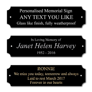 Picture of Black Personalised Memorial Plaque, Bench In Memory of Sign, Grave marker