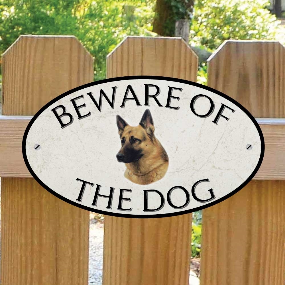 Cartello 'Beware Of German Shepherd' In Alluminio 10x40 Cm – Targa Metallo Per Esterni, Decorazione Da Parete O Cancello