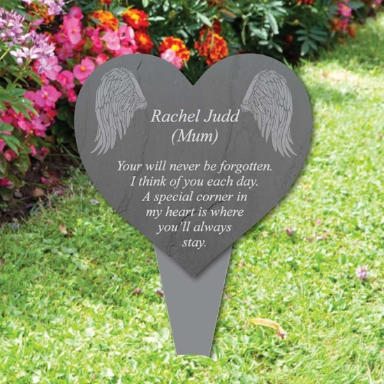 Jaf Graphics. Angel Wing Heart Memorial Plaque Grave Sign