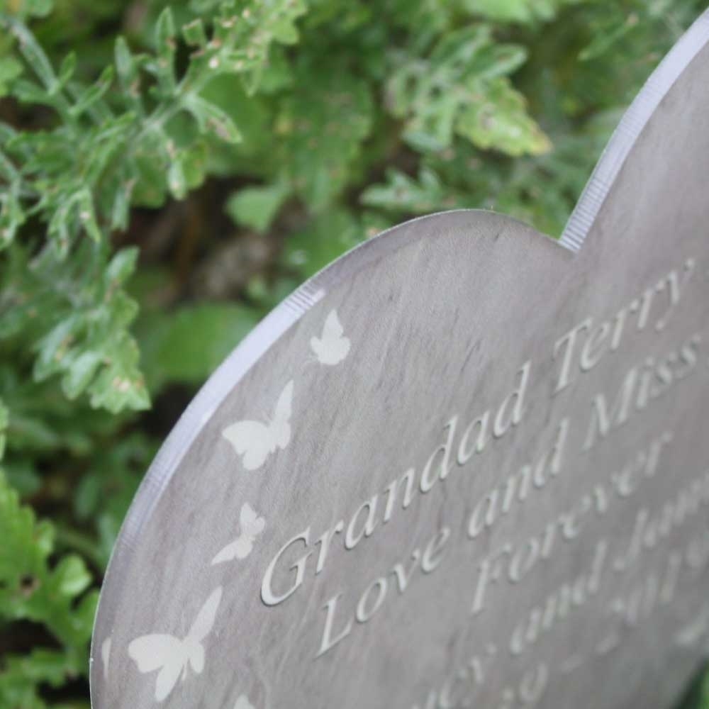 JAF Graphics. Personalised Heart Memorial Plaque Grave Sign, Grave