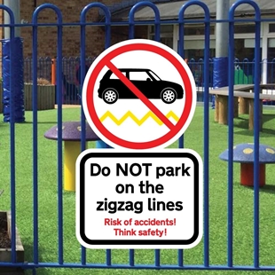 Picture of Do not park on zigzag line signs