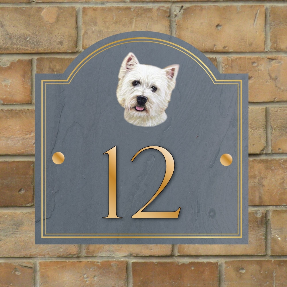 JAF Graphics. West Highland Terrier Personalised House Number sign