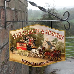Picture of The Coach and Horses Personalised Home Bar Hanging  Pub Sign